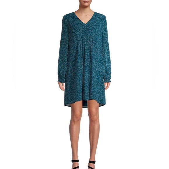 Time and Tru Women's Long Sleeve Peasant Dress - Picture 1 of 7